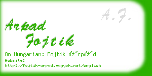 arpad fojtik business card